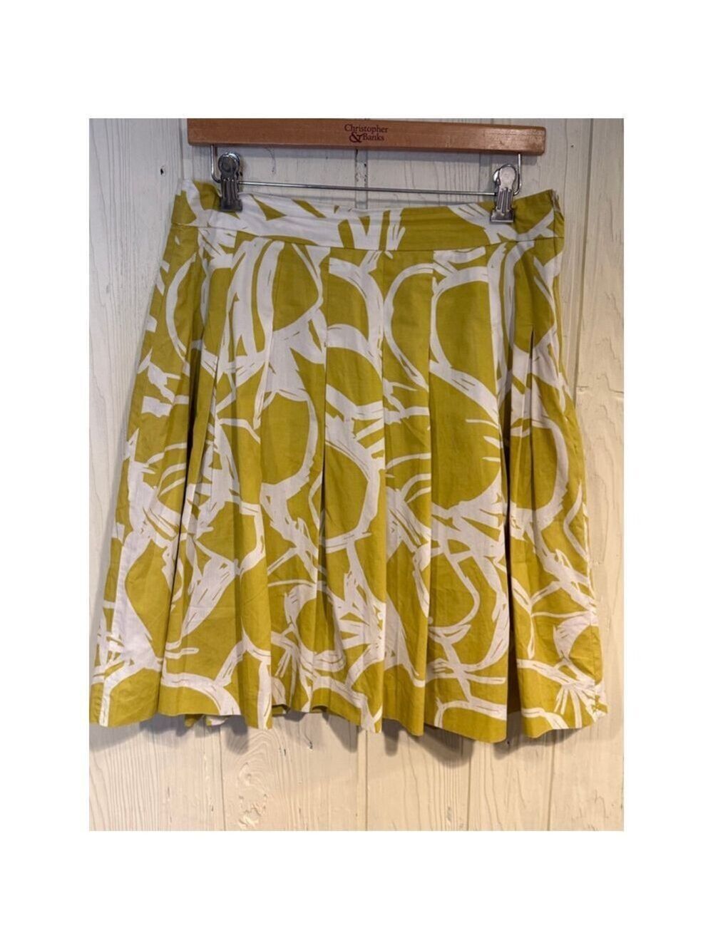 H&M Women A-Line Skirt Yellow White Size 10